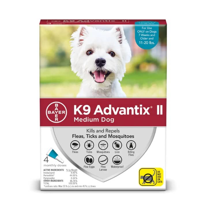 K9 Advantix II Flea, Tick & Mosquito Prevention for Medium Dogs 11-20 lbs 4 Pack