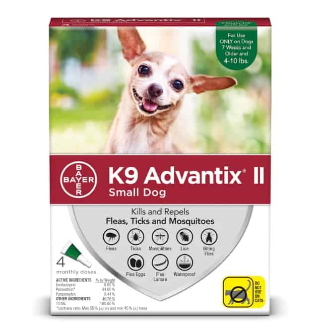 K9 Advantix II Flea, Tick & Mosquito Prevention for Small Dogs 4-10 lbs 4 Pack