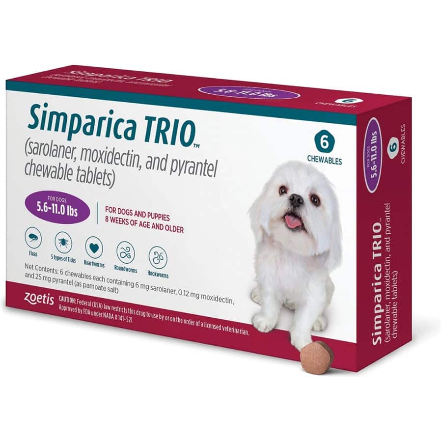 Simparica Trio Chewable Tablets for Dogs 5.6-11 lbs 6 Pack