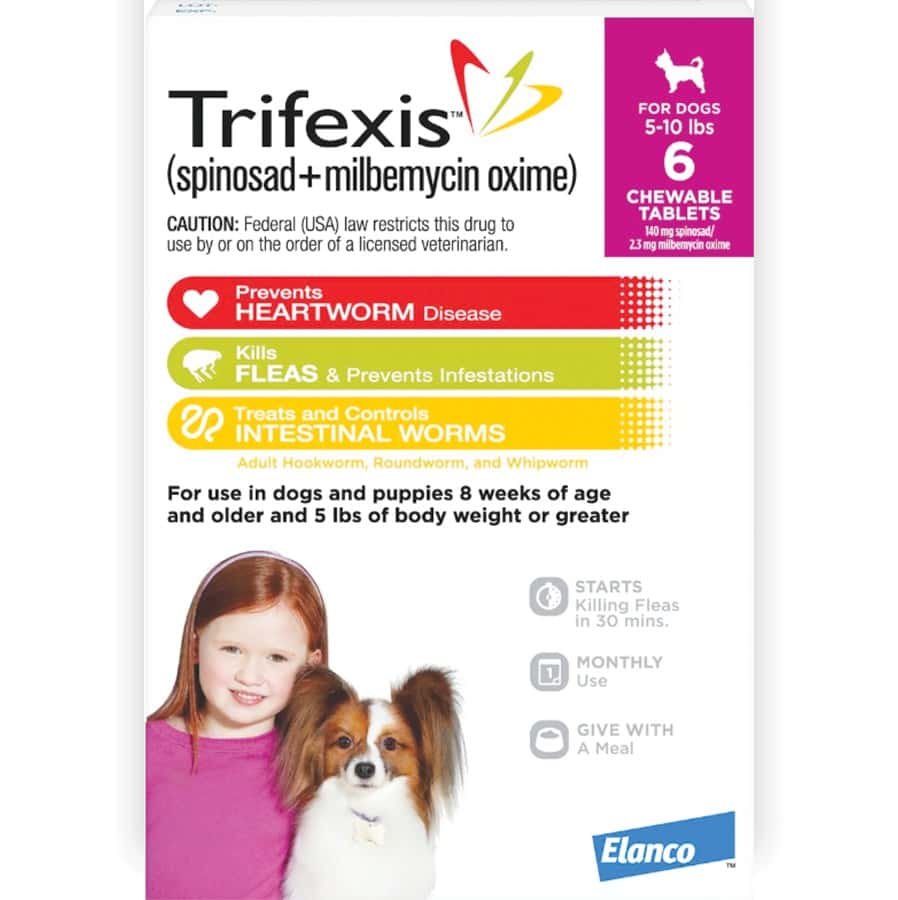 Trifexis Chewable Flea & Heartworm Tablets For Dogs 5-10 lbs 6 Pack