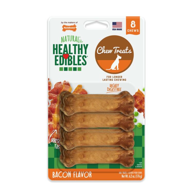 Healthy Edibles Longer Lasting Bacon Dog Chews Petite 8 Ct