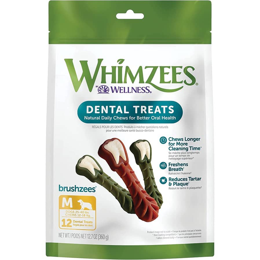 WHIMZEES Brushzees Dental Chews for Dogs Medium 12 Ct