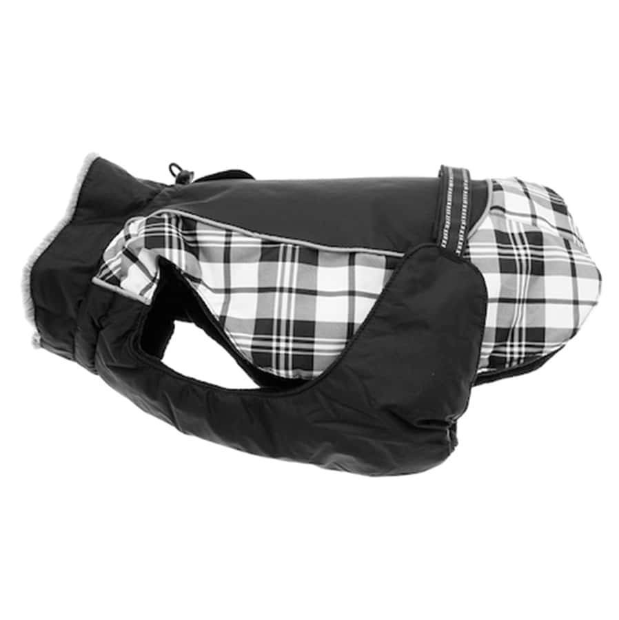 Doggie Design Alpine All-Weather Dog Coat Black & White Plaid