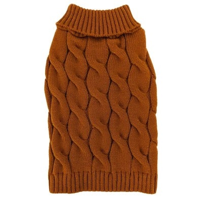Fashion Pet Textured Caramel Rust Cable Knit Dog Sweater
