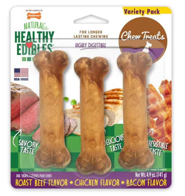 Healthy Edibles Variety Roast Beef, Chicken & Bacon Dog Chew Treats Regular 3 Ct
