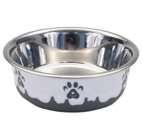 Maslow Stainless Steel Paw Print Design Pet Bowl
