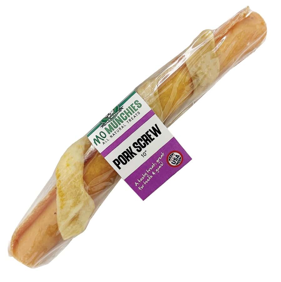 Mo Munchies Pork Screw Natural Dog Chew Treat 10"