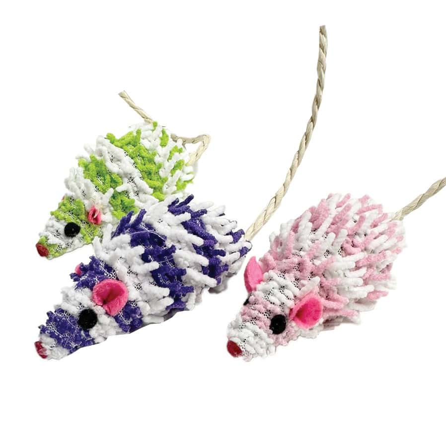 Turbo Striped Shaggy Mouse Cat Toy (Assorted Colors)