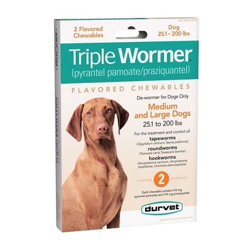 Durvet Triple Wormer for Medium & Large Dogs 25-200 lbs 2 Ct