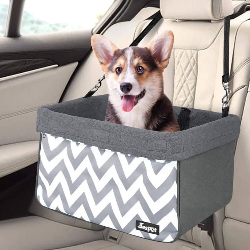 GOOPAWS Deluxe Portable Pet Safety Booster Gray with Stripe Car Seat
