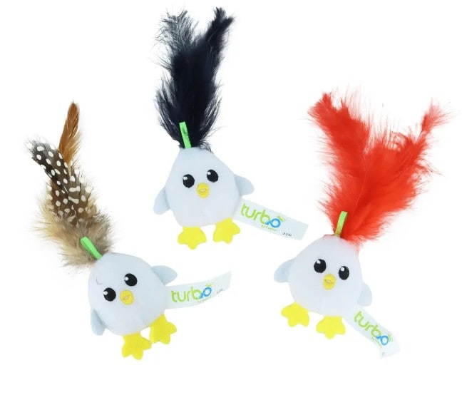 Chicken Egg with Feathers and Lime Loop Assorted Cat Toy