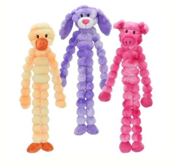 Multipet Crimpy Cuddlerz Assorted Animals Dog Toy 10"
