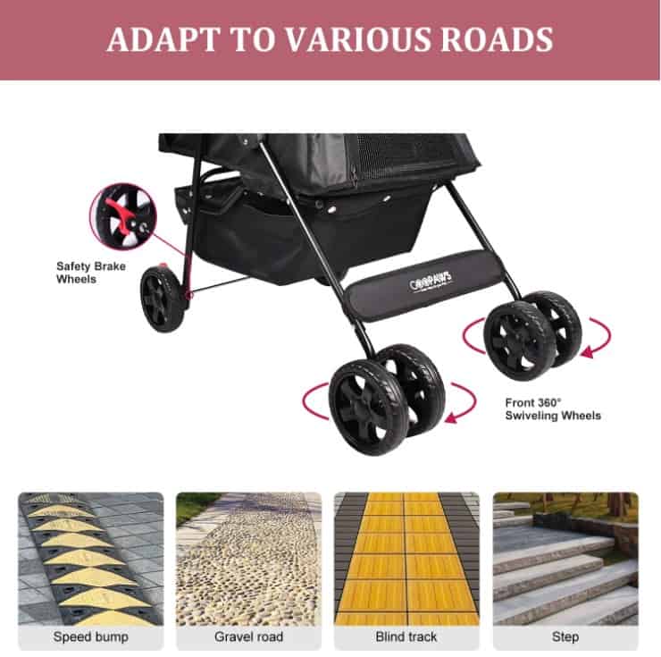GOOPAWS 4-Wheel Promenade Pet Stroller 36"