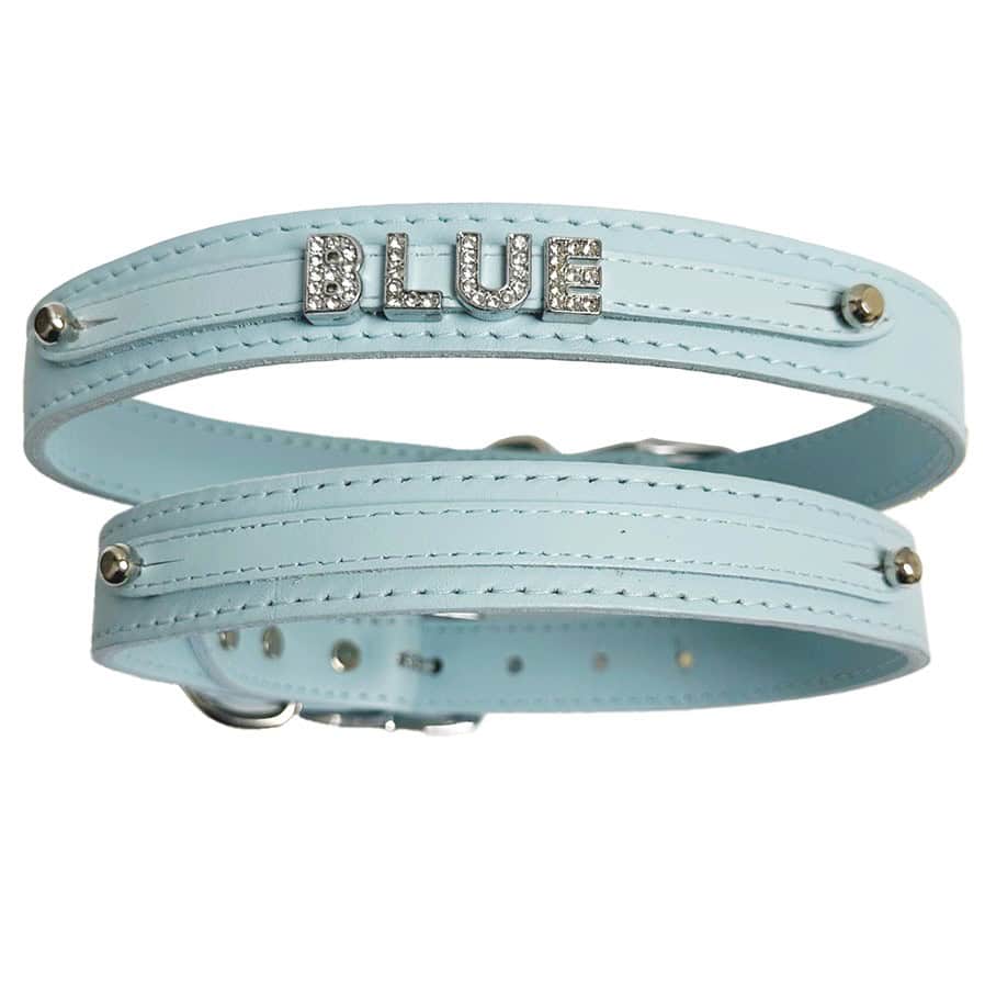 Signature Leather Baby Blue Slider Collar