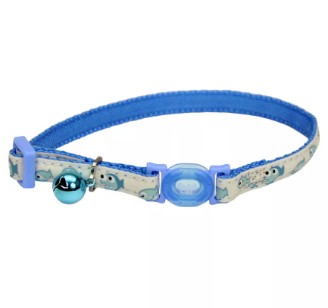 Safe Cat Glow in the Dark Adjustable Blue Fish Cat Collar