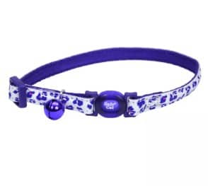 Safe Cat Glow in the Dark Adjustable Purple Leopard Cat Collar