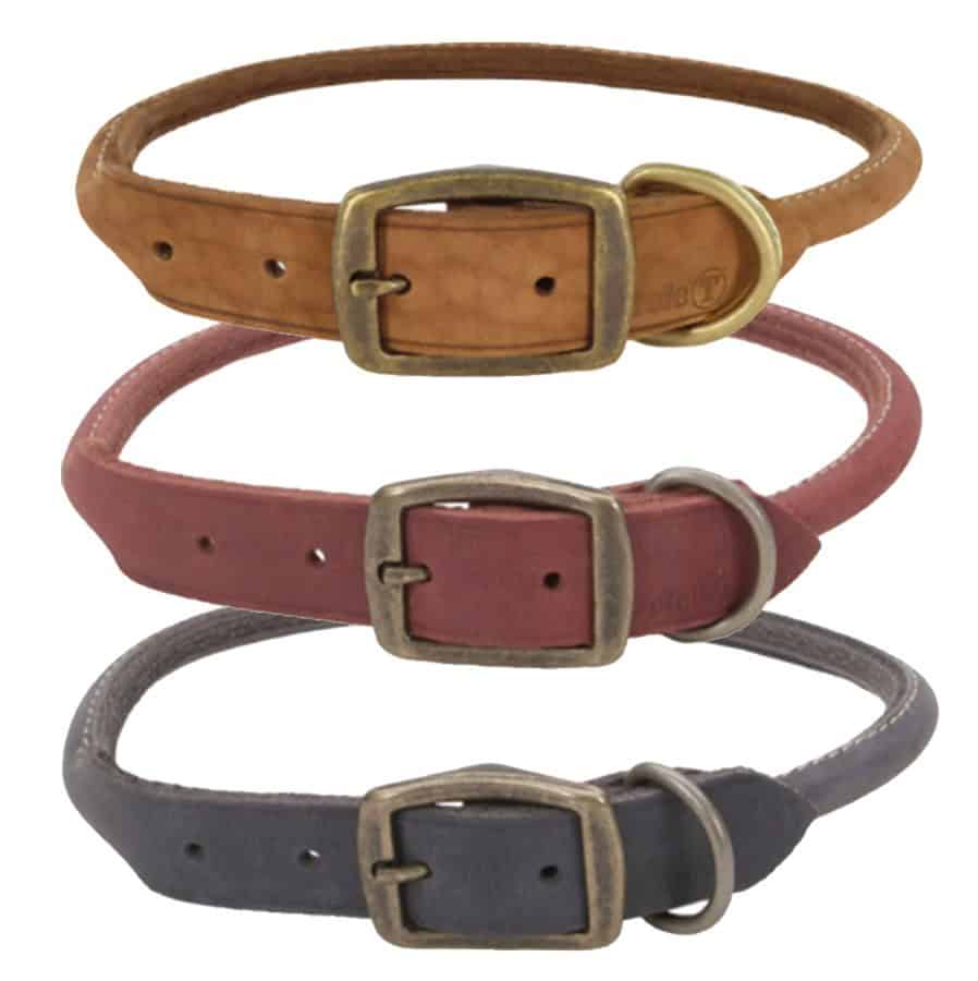 Circle T Rustic Leather Round Dog Collar