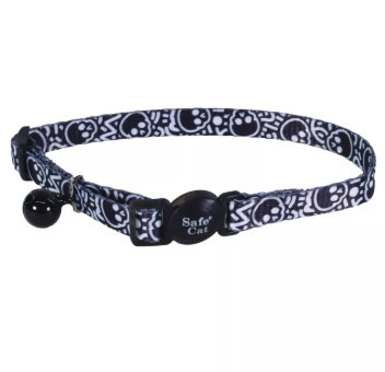 Safe Cat Black Skulls Breakaway Cat Collar