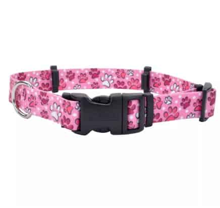 Coastal SecureAway Flea Collar Protector Pink Paws Dog Collar